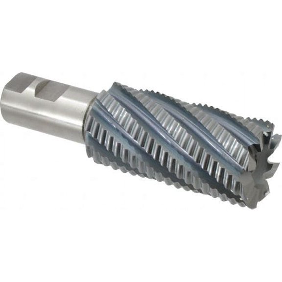 Hertel 2" Diam, Coarse Pitch, 4" LOC, 8 Flute Cobalt Roughing Square End Mill TiCN Finish, 6-1/2" OAL, 1-1/4" Shank Diam, Single End, 30 Helix