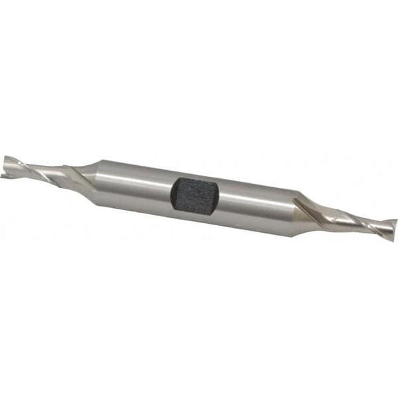 Hertel 3/16", 7/16" LOC, 3/8" Shank Diam, 3-1/8" OAL, 2 Flute, HSS Square End Mill Double End, Uncoated, Spiral Flute, 30 Helix, Centercutting, Right Hand Cut, Right Hand Flute