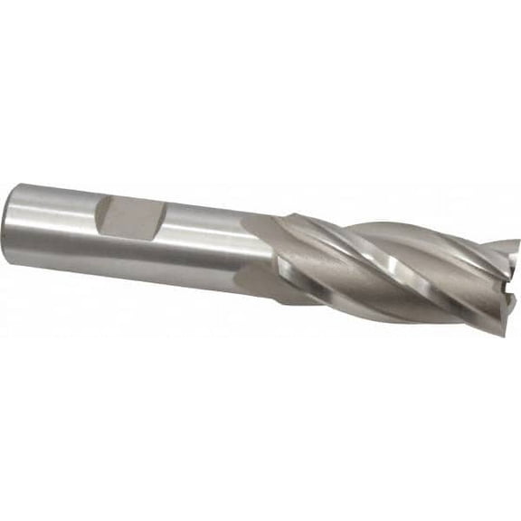 Hertel 3/4", 1-5/8" LOC, 5/8" Shank Diam, 3-3/4" OAL, 4 Flute, HSS Square End Mill Single End, Uncoated, Spiral Flute, 30 Helix, Right Hand Cut, Right Hand Flute
