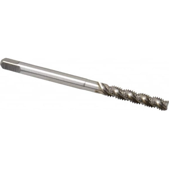 Hertel #4-40 UNC, 3 Flute, 52 Helix, Bottoming Chamfer, Bright Finish, HSS Spiral Flute STI Tap 2" OAL
