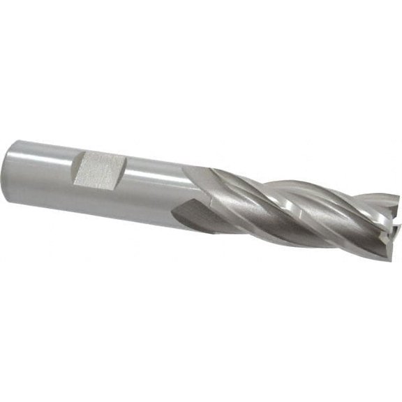 Hertel 5/8", 1-5/8" LOC, 5/8" Shank Diam, 3-3/4" OAL, 4 Flute, HSS Square End Mill Single End, Uncoated, Spiral Flute, 30 Helix, Right Hand Cut, Right Hand Flute