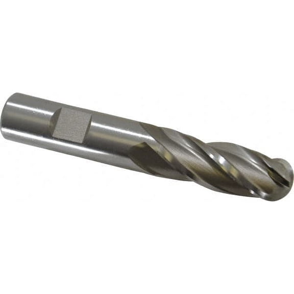 Hertel 5/8" Diam, 1-5/8" LOC, 4 Flute HSS Ball End Mill Uncoated, Single End, 3-3/4" OAL, 5/8" Shank Diam, Spiral Flute