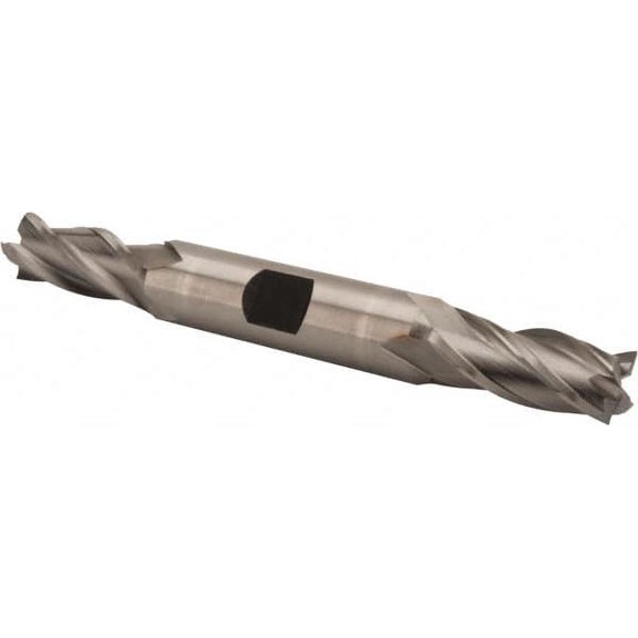 Hertel 7/16", 1" LOC, 1/2" Shank Diam, 4-1/8" OAL, 4 Flute, Cobalt Square End Mill Double End, Uncoated, Spiral Flute, 30 Helix, Centercutting, Right Hand Cut, Right Hand Flute
