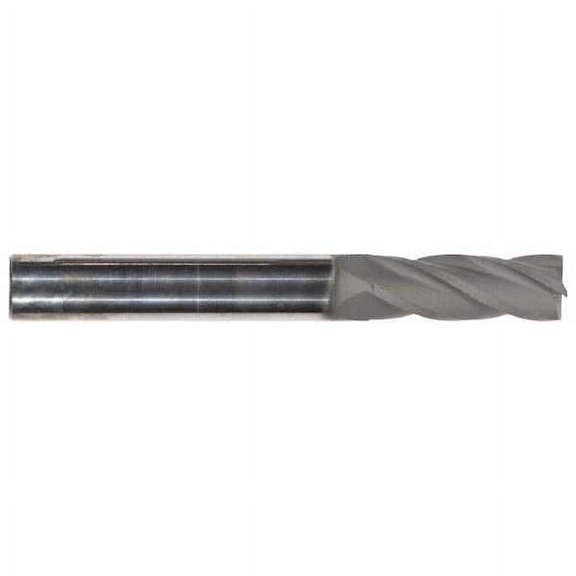 Hertel 7/16", 2" LOC, 7/16" Shank Diam, 4" OAL, 4 Flute, Solid Carbide Square End Mill Single End, TiCN Finish, Spiral Flute, 30 Helix, Centercutting, Right Hand Cut, Right Hand Flute