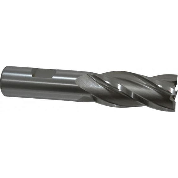 Hertel 7/8", 1-7/8" LOC, 3/4" Shank Diam, 4-1/8" OAL, 4 Flute, HSS Square End Mill Single End, Uncoated, Spiral Flute, 30 Helix, Right Hand Cut, Right Hand Flute