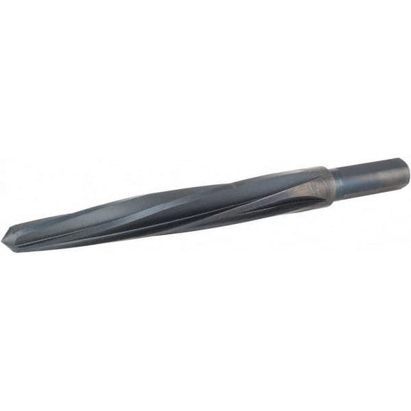 Hertel 9/16" Reamer Diam, 1/2" Straight Shank with Flats, Bridge Reamer Spiral Flute, 5-7/8" Long, Right Hand Cut, Left Hand Spiral, HSS