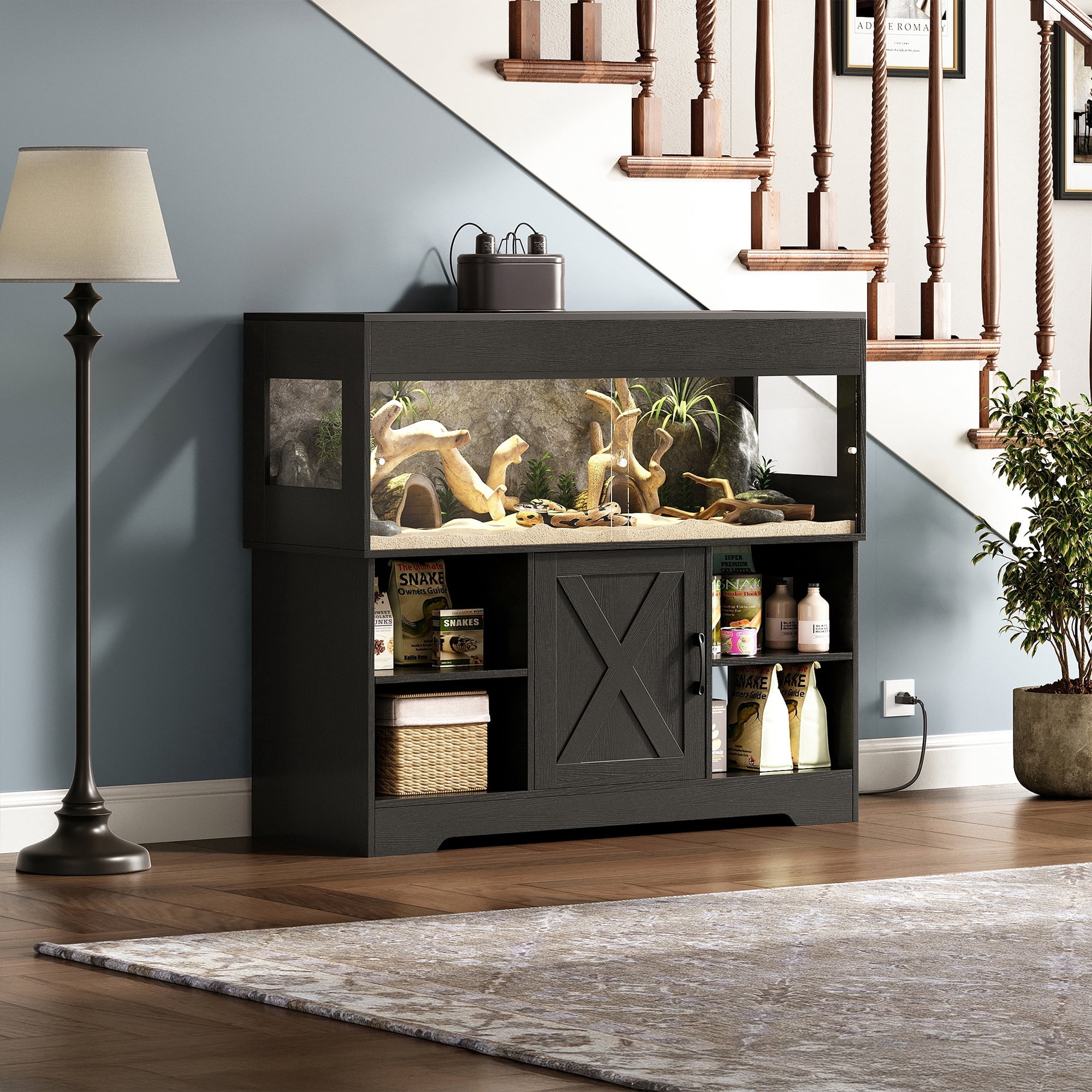 Herture 60 Gallon Reptile Tank with Stand, Terrarium Tank with