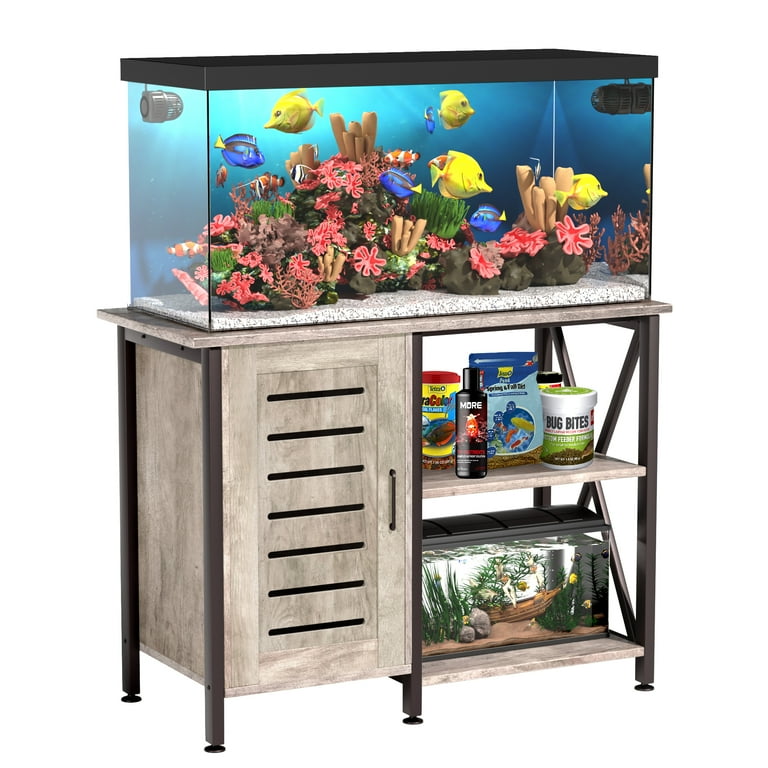 Herture 40 50 Gallon Fish Tank Stand Heavy Duty Metal Aquatic Setup Grey Walmart