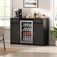 thumbnail image 1 of Herture Mini Fridge Cabinet,Coffee Bar Cabinet with Fridge Space & Wine Storage with Outlet,Fits 24" Fridge,Mini Fridge Stand,Buffet Sideboard Table Wine Cabinet for Kitchen Dining Room Black KH04MRB, 1 of 9