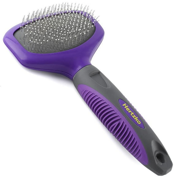 Hertzko Pin Brush for Dogs and Cats with Long or Short Hair Great for Detangling and Removing Loose Undercoat or Shed Fur Ideal for Everyday Brushing (Wide Brush)