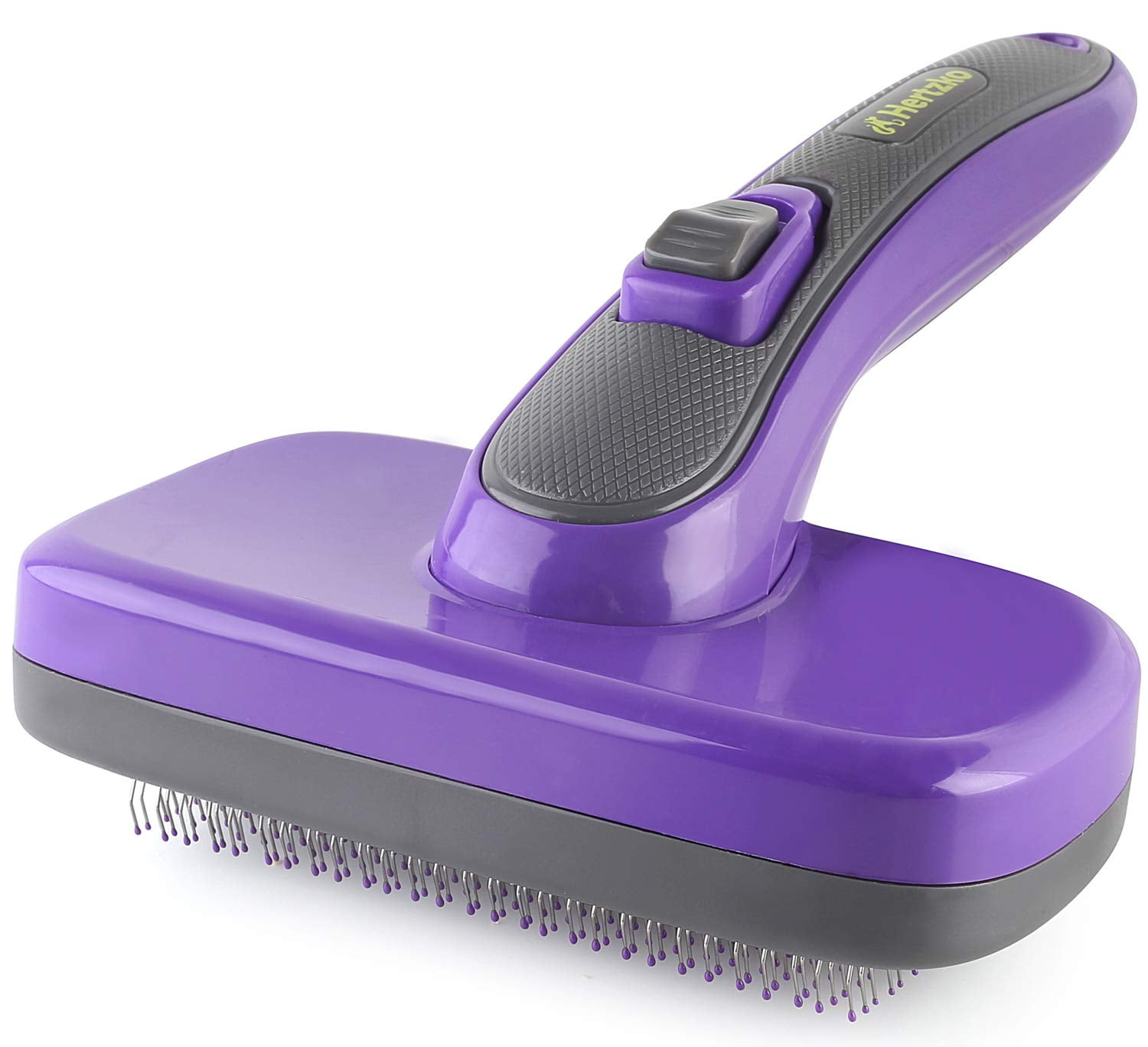 Hertzko Self Cleaning Slicker Brush with Plastic Tips for Sensitive Dogs and Cats. Gently