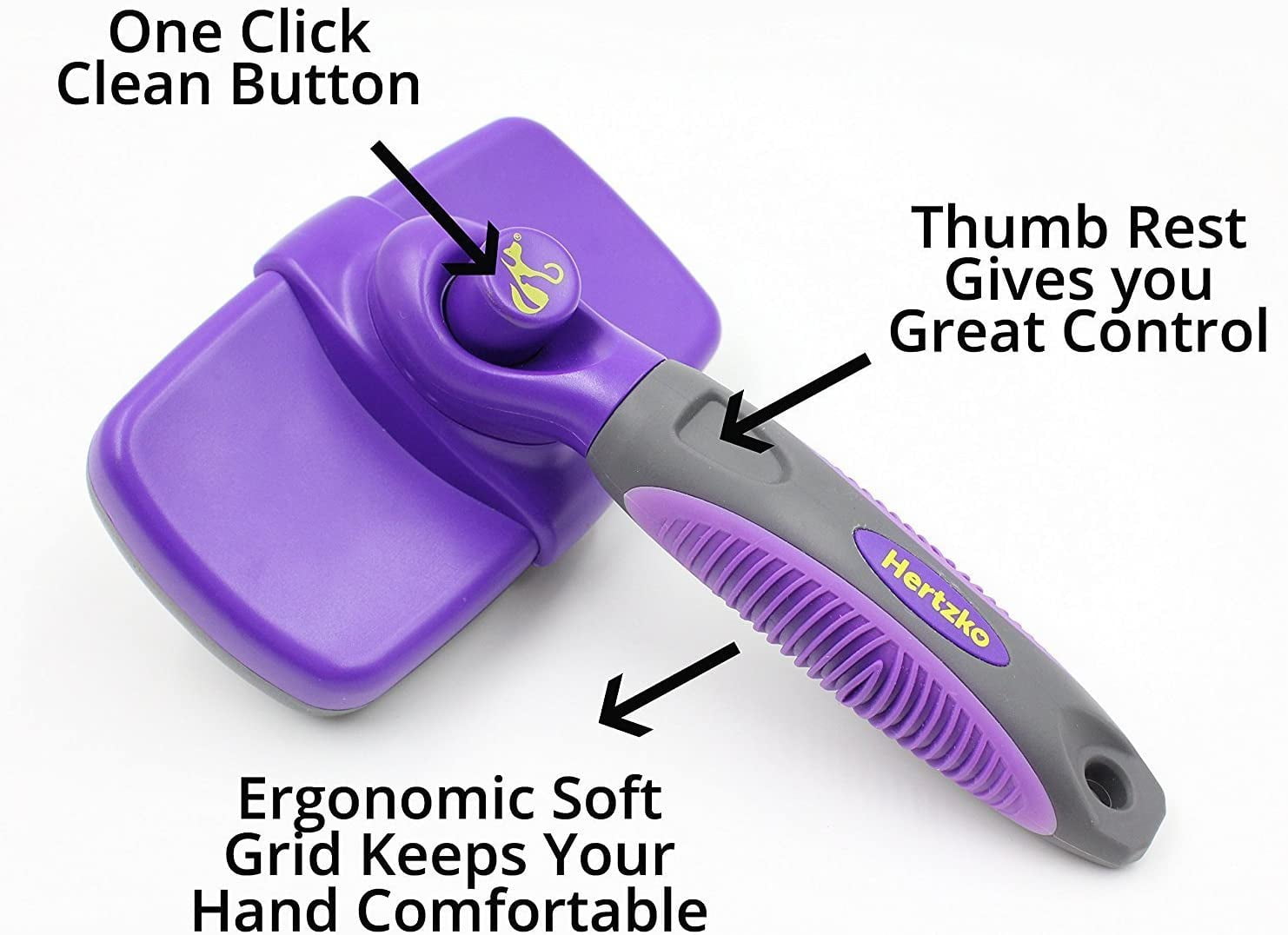 Purple Self-Cleaning Slicker Brush for Dogs and Cats
