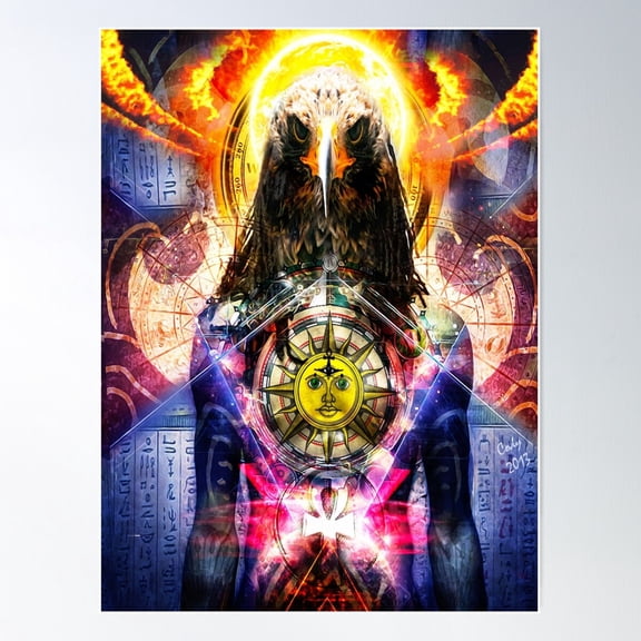 Heru The Egyptian God Horus Poster Wall Art, Modern Wall Decor For Living Room Bedroom, 8x12 UNFRAMED