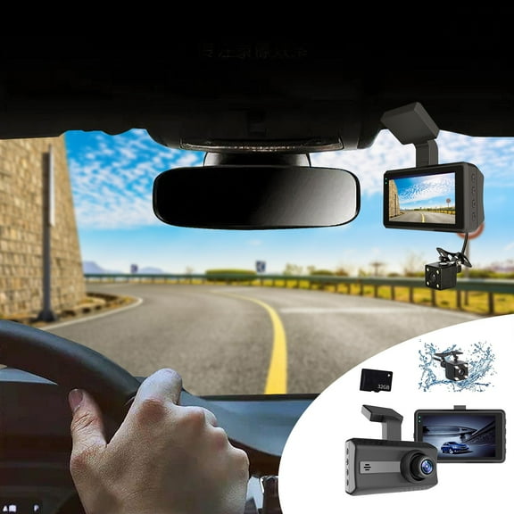 Herunwer 1080P Car Dash Cam 3.0-inch IPS Screen Dashboard Camera 170 Degree Wide-angle Parking Monitoring Cycle Recording And 32G Memory Card