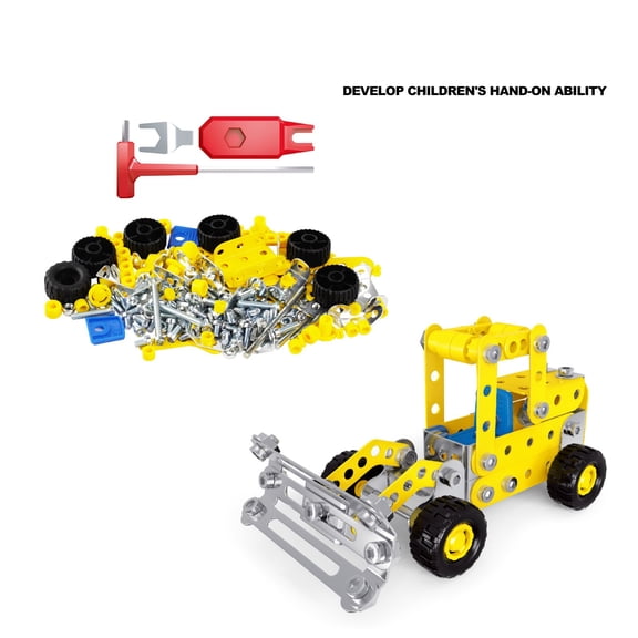 Herunwer 7-in-1 DIY Engineering Building Kit, Educational STEM Erector Set for Kids, Construction Vehicle Assembly Toy