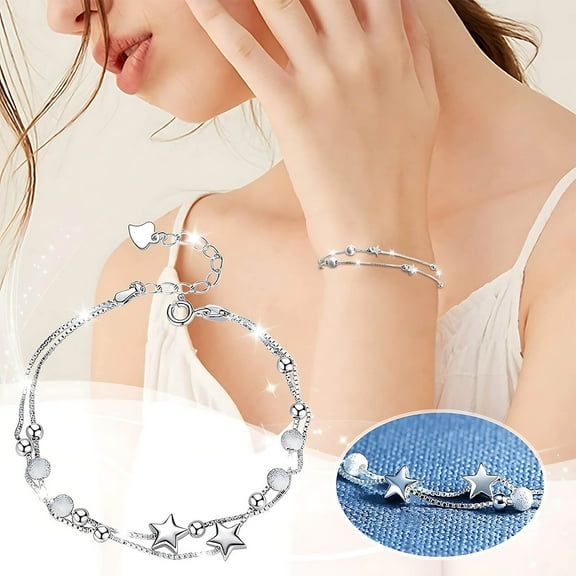 Herunwer Silver Bracelet for Women Simple Adjustable Bangle Bracelets Dainty Gifts for Birthday Anniversary Christmas Thanksgiving Day