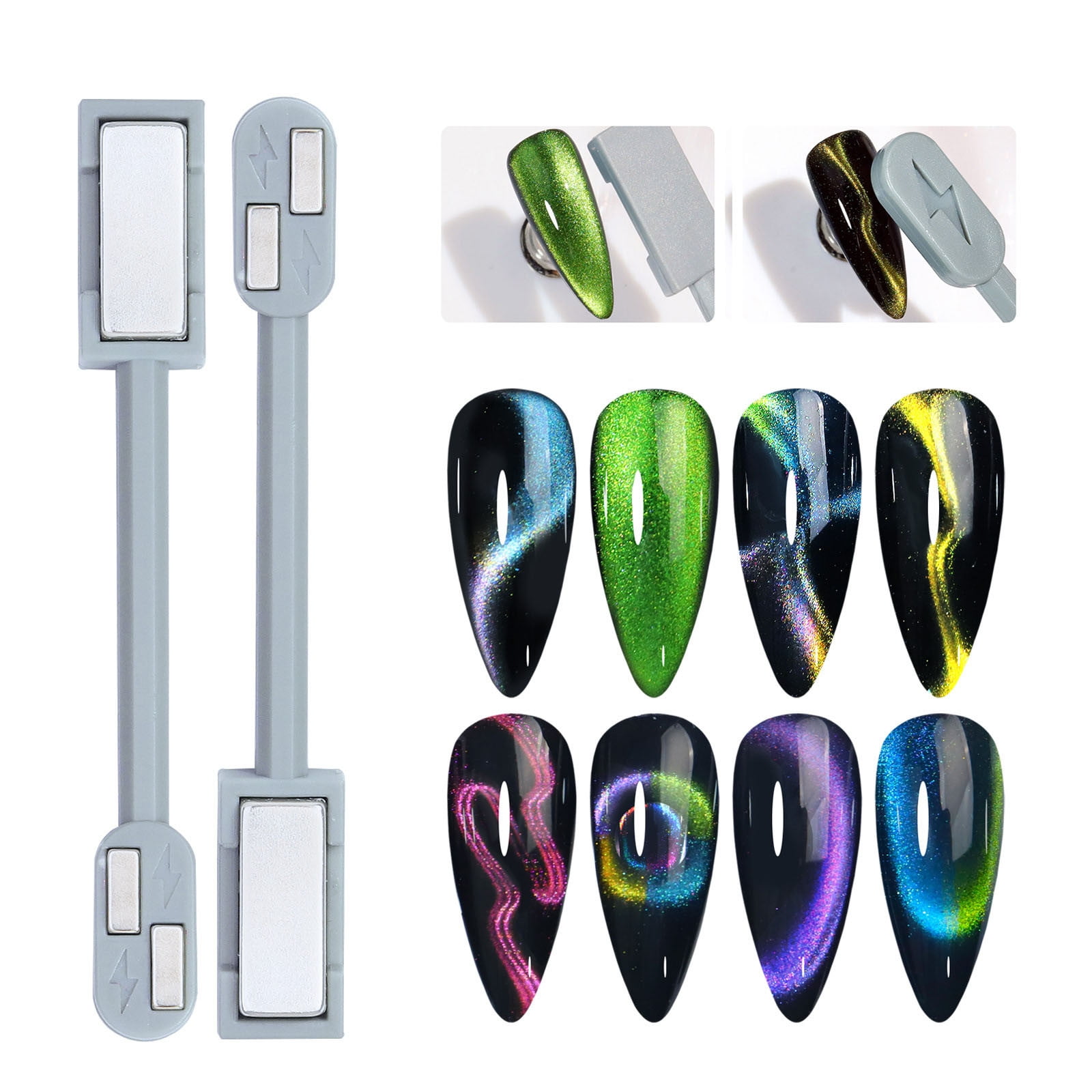 Herunwer Cat Eye Magnet, 3D Double Head Nail Art Magnet Professional Nail Magnet Cateye Magnetic Tool for DIY