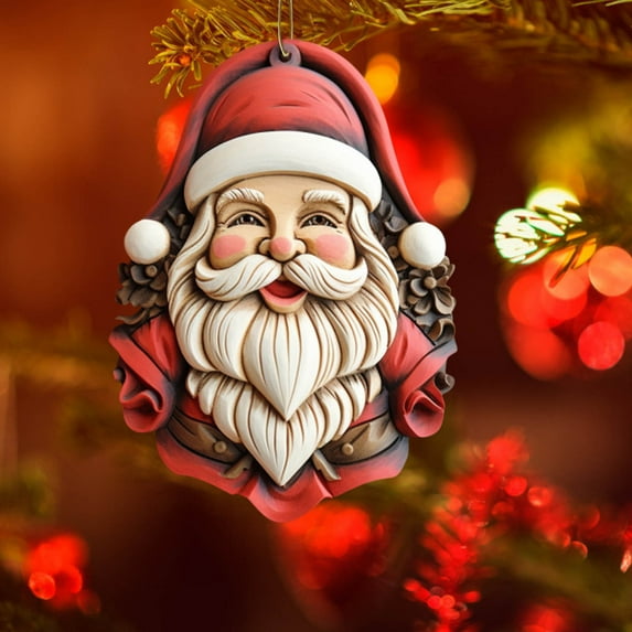 Herunwer Christmas Smiling Santa Resin Pendant for Christmas Tree Decoration Hanging Ornaments for Home Decor Holiday Party