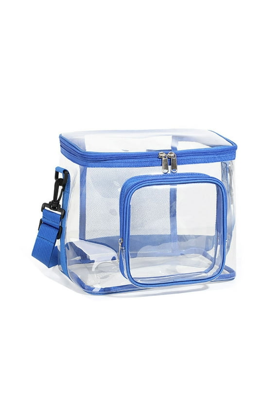 Herunwer Clear Plastic Tote Bag Stadium Approved, with Handles Net Pockets Adjustable Shoulder Straps, Transparent Shoulder Handbag for Men, Women