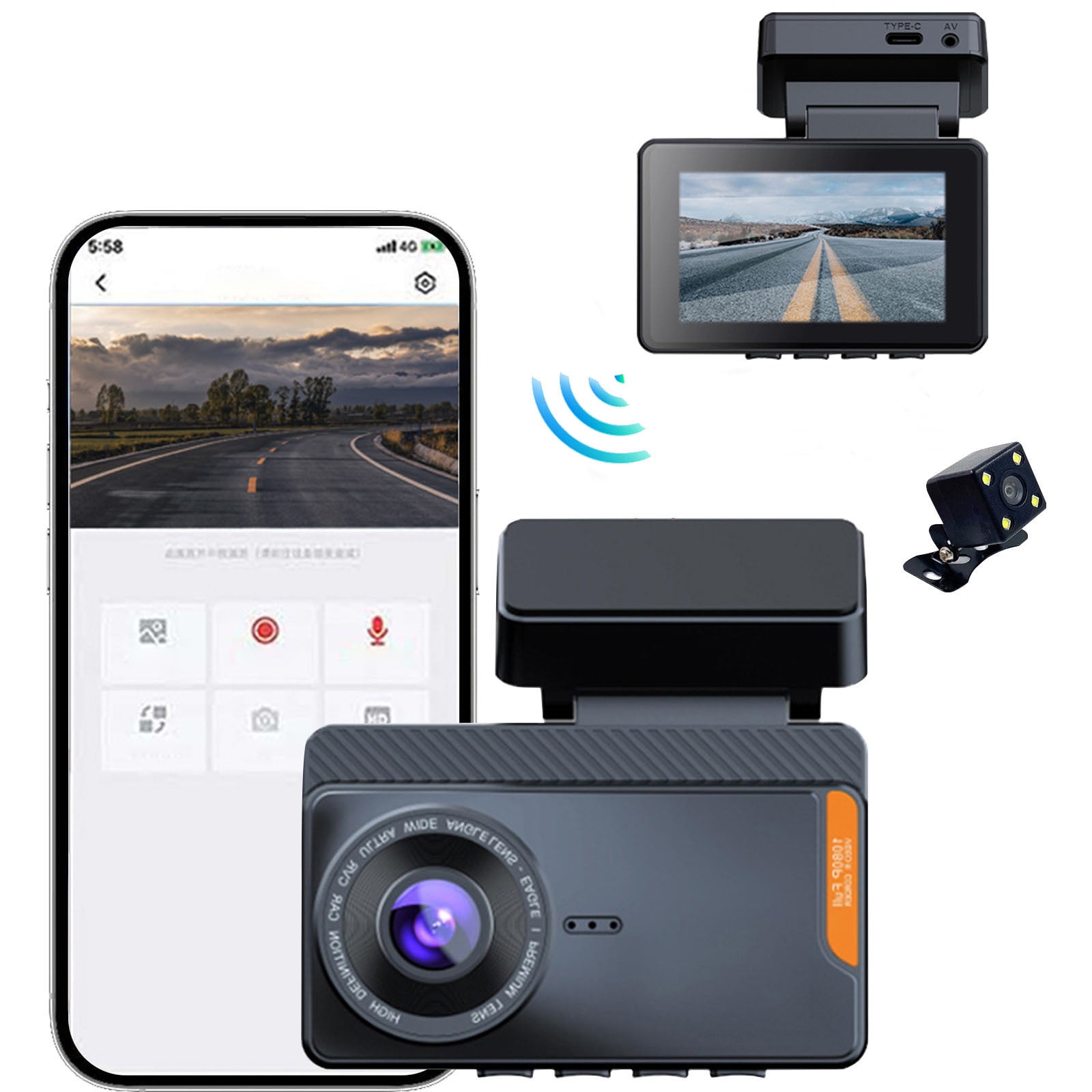Herunwer Dash Cam Front and Rear, Touch Screen 3 Inch,Car Dash Camera