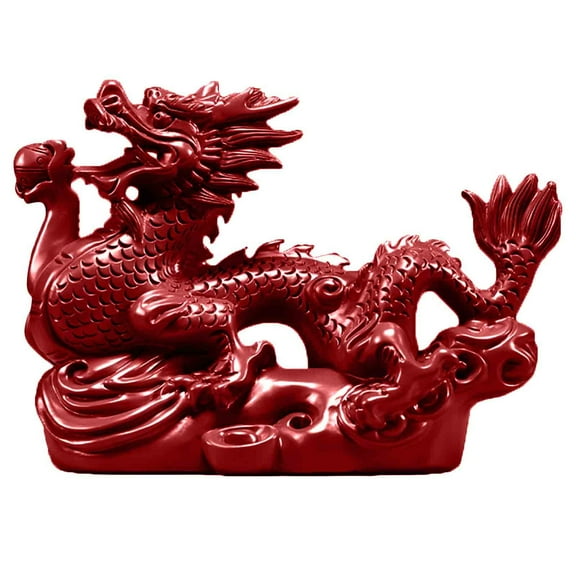 Herunwer Dragon Statue, Wood Hand Carved Crafts Chinese Dragon Figurine, Year of The Dragon Figurine Feng Shui Sculpture, Dragon Tabletop Decor for Wealth Good Luck