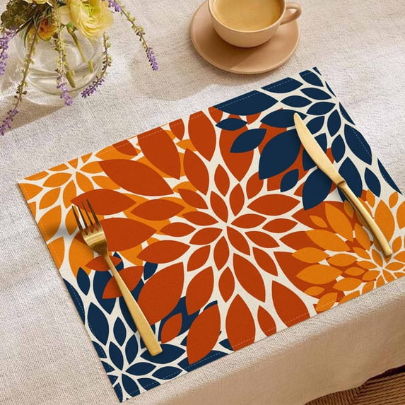Herunwer Fall Placemats Thanksgiving Table Mats Farmhouse Rustic Fall Autumn Place Mats Washable Vinyl Rustic Holiday Table Decoration for Indoor Outdoor Party Kitchen Dining Table