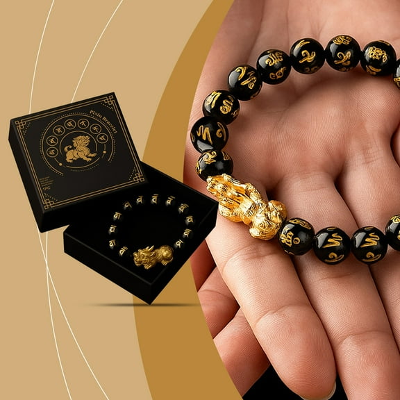 Herunwer Feng Shui Black Obsidian Wealth Bracelet，Feng Shui Bracelet for Men/Women for Protection Can Bring Luck and Prosperity，Suitable for Any Occasion,Unisex