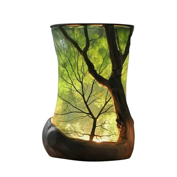 Herunwer Forest Nature-Inspired Ambient Lamp, 3D Tree Trunk Design Night Light for Bedroom Living Room