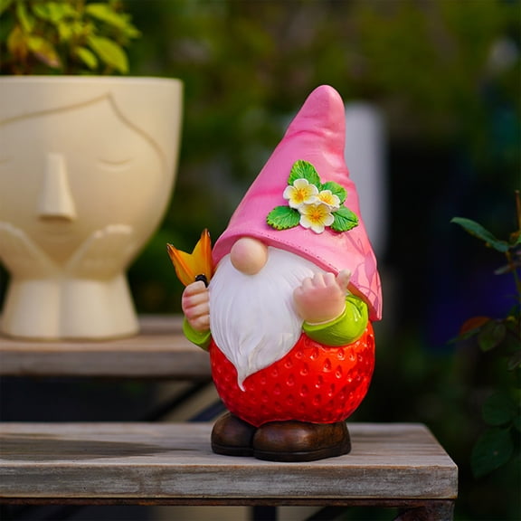 Herunwer Garden Gnomes Decor Outdoor,Solar Outdoor Statue for Garden Patio Lawn Porch - Gnome Ornament ,Funny Gnomes Gift,Resin Solar Decorations