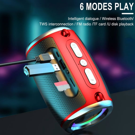 Herunwer Generic Portable Wireless Bluetooth Speaker, Intelligent Bluetooth Speaker Bluetooth Small Speakerhigh Sound Quality High Volume Car Mounted Household Card Insertion Subwoofer
