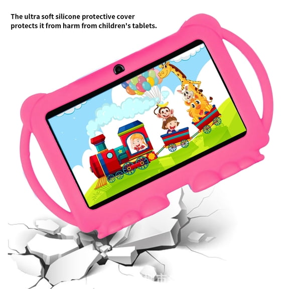 Herunwer Kids WiFi Tablet Computer, 7-Inch Android Educational Learning Tablet with Silicone Protective Case