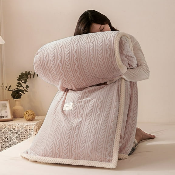 Herunwer Luxurious Coral Fleece Blanket - Thickened AirConditioning Office Nap Cover Super Soft Flannel Throw Blanket For Warmth Comfort