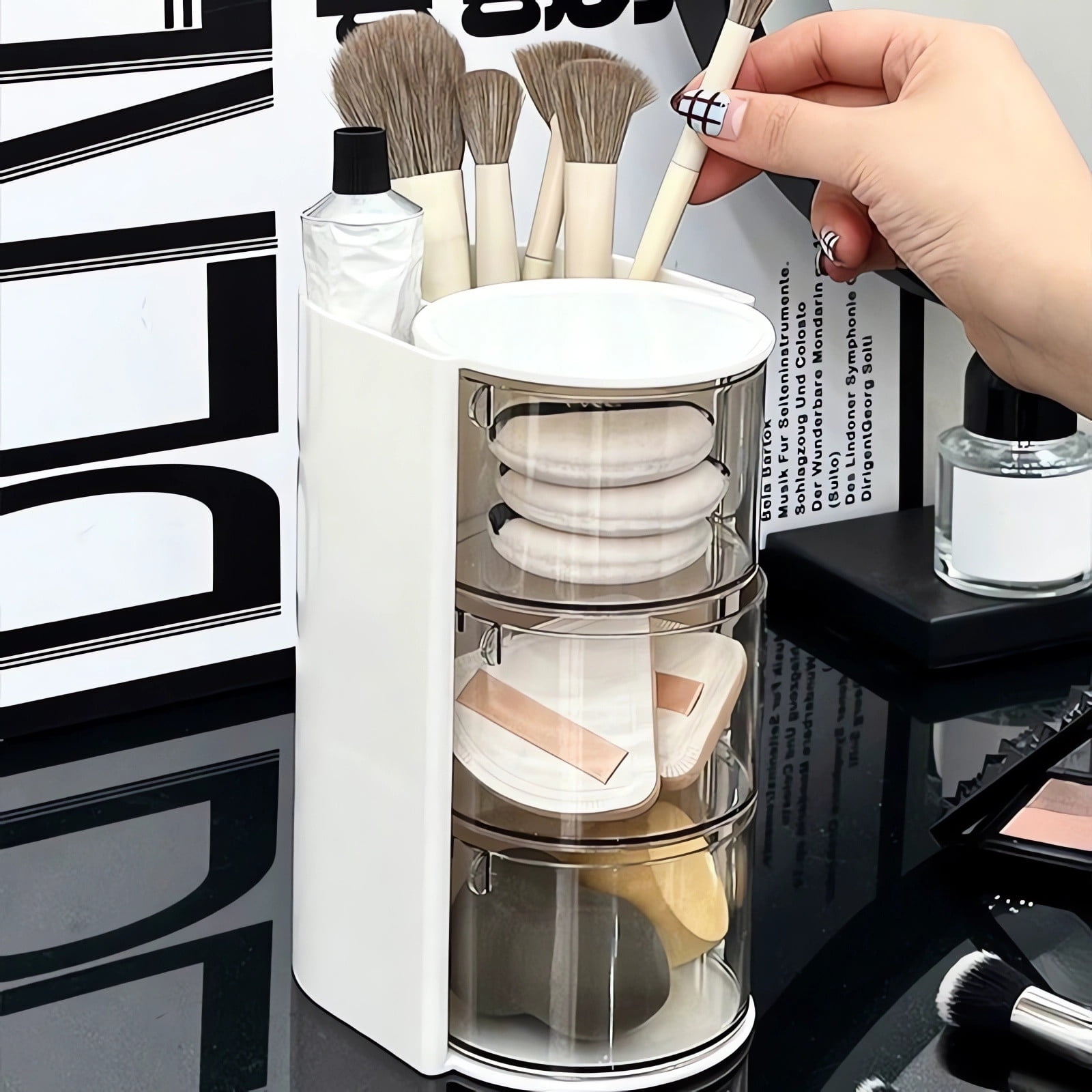 Herunwer Makeup Brush Holder Makeup Brush Cup Holder Organizer Make Up