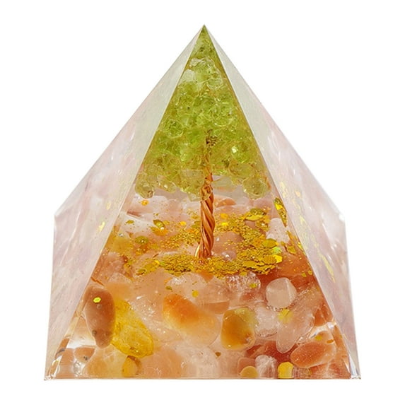 Herunwer Moonstone Crystal Orgone Pyramid Ogan Crystal Energy Tower Nature Reiki Chakra Crushed Stone Jewelry Crystal Orgonite Pyramid Healing Chakra Pyramid