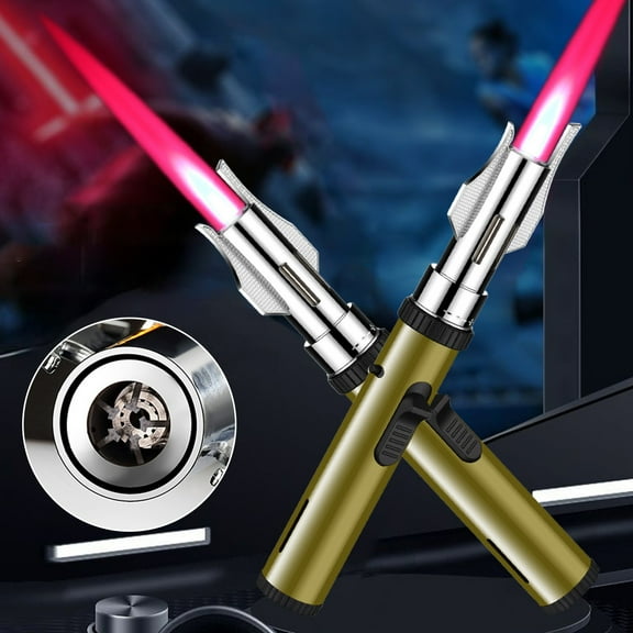 Herunwer Multifunctional Metal Gas Lighter, High Temperature Strong Fire Windproof Spray Welding Direct Ignition Lighter Special Spray Windproof Lighter Outdoor Impact Lighter