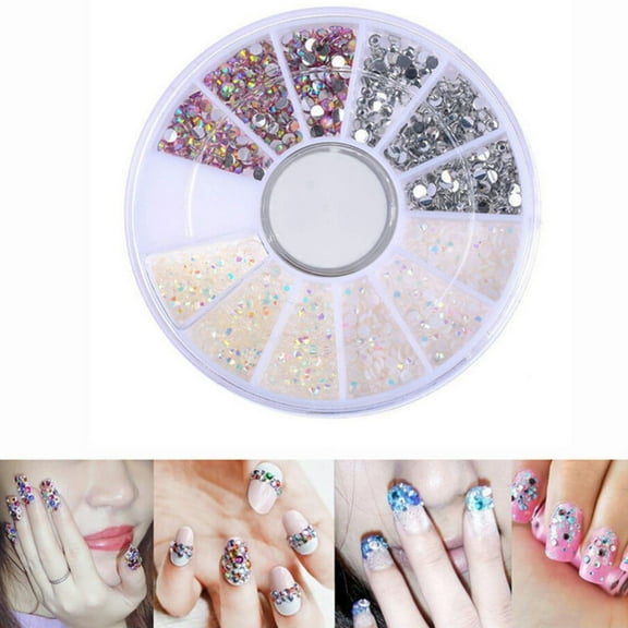 Herunwer Nail Art Rhinestones Fake Pearl Gems Jewelry Decorations Manicure Wheel