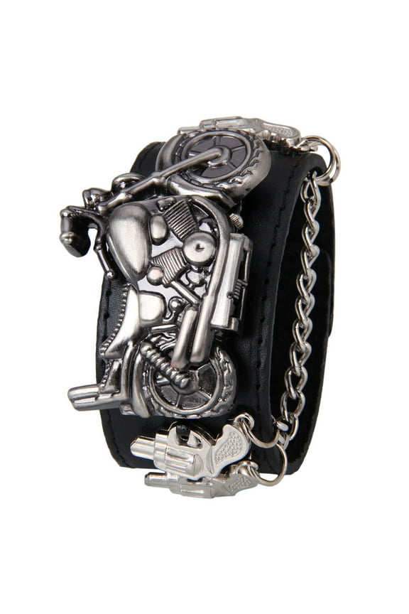 Herunwer Punk Chain Skull Women Men Bracelet Cuff Gothic Wrist Watch