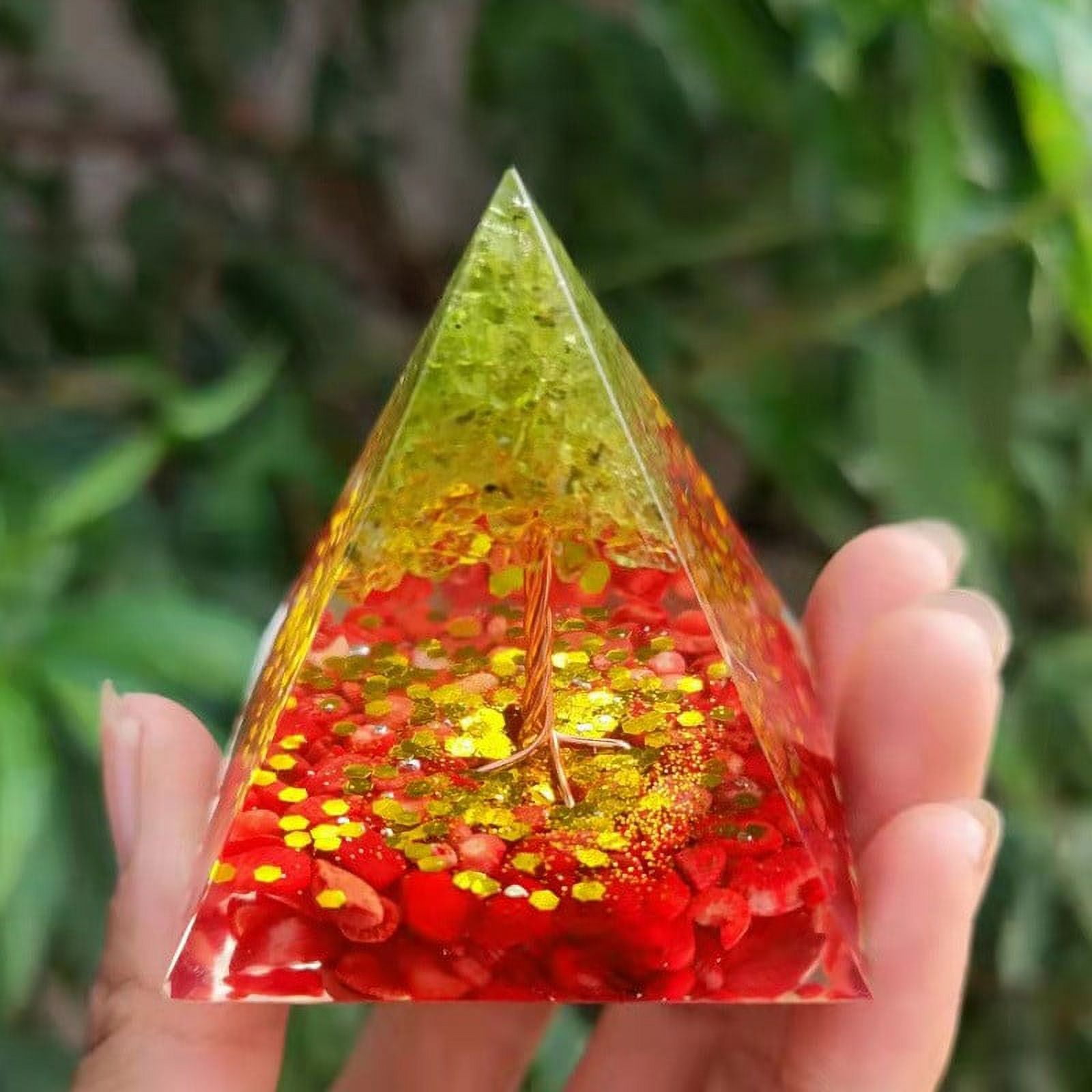 Herunwer Pyramid Ogan Crystal Energy Tower Nature Reiki Chakra Crushed