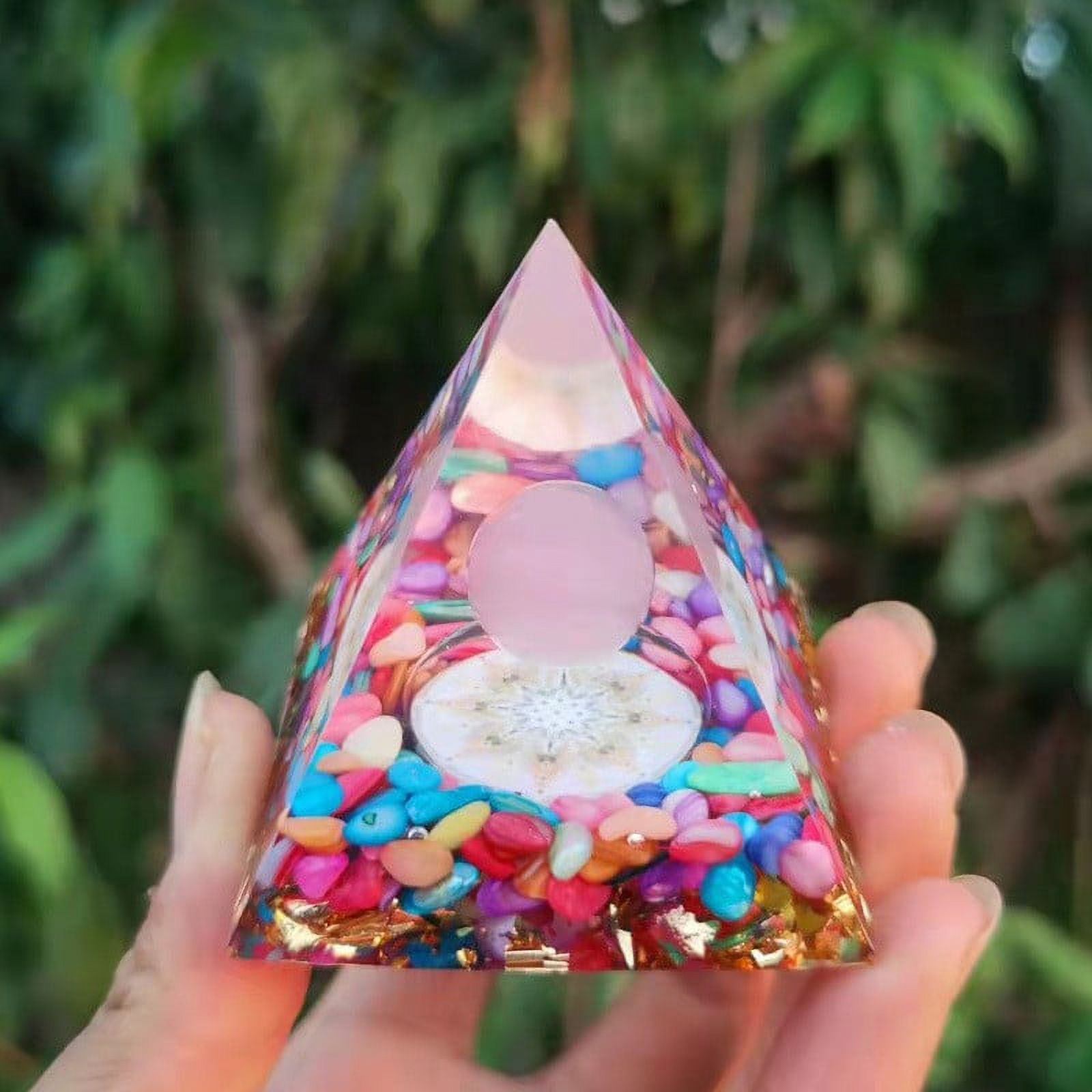 Herunwer Pyramid Ogan Crystal Energy Tower Nature Reiki Chakra Crushed