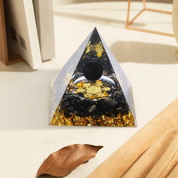 Herunwer Pyramids Crystal Ball Crushed Stone Pyramids Home Crafts Resin Ornaments Bar Decoration