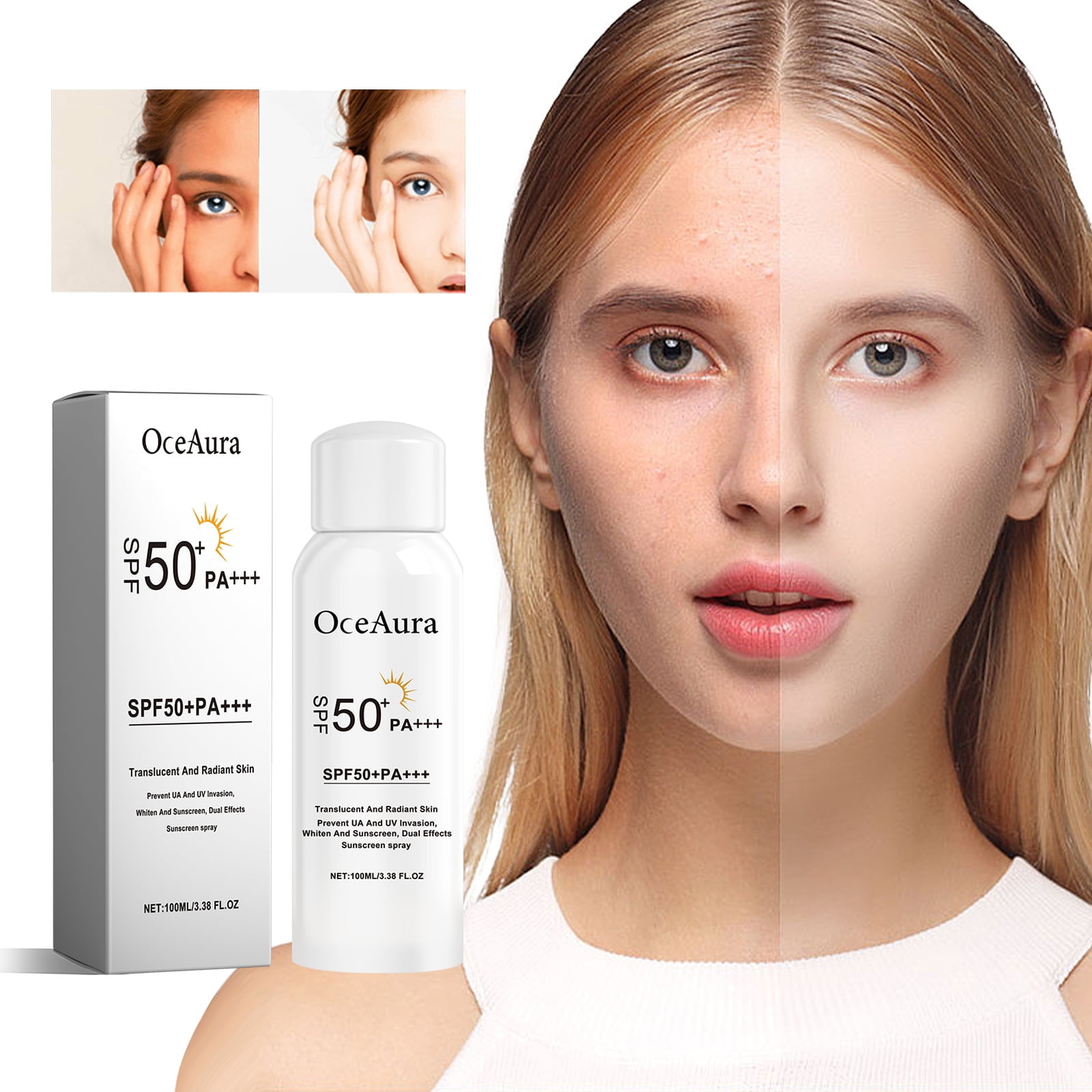 Herunwer Rice Protective Spray Outdoor SPF 50+, 3.38 oz Travel Size