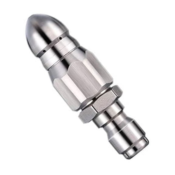Herunwer Stainless Steel Sewer Jetting Nozzle with 1 Forward & 6 Rear Jets, 5000 PSI Pressure Washer Drain Cleaning Tool