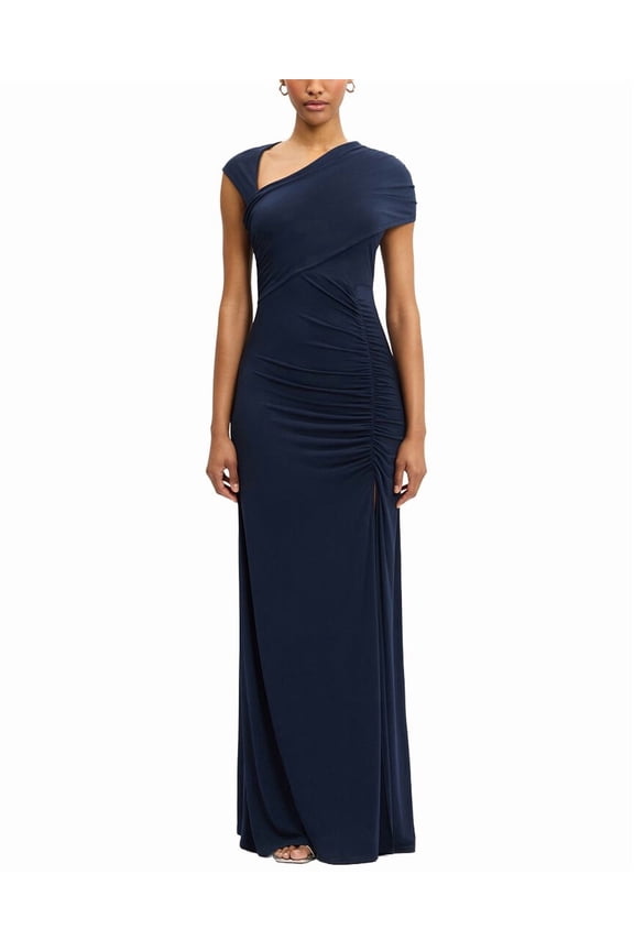 Hervé Léger womens  Ruched Matte Jersey Draped Gown, l, Blue
