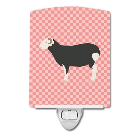 Herwick Sheep Pink Check Ceramic Night Light