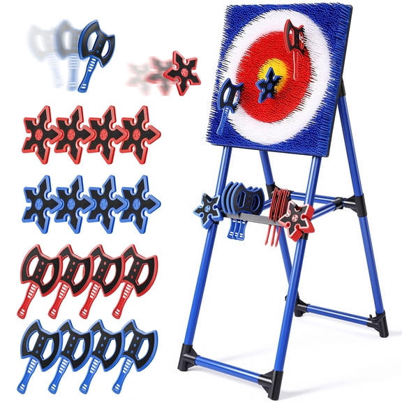Herwicm Axe Throwing Game Set, Backyard Lawn Game with 8 Axes and 8 Star Darts for Camping, Parties, Yard and Indoor & Outdoor Games