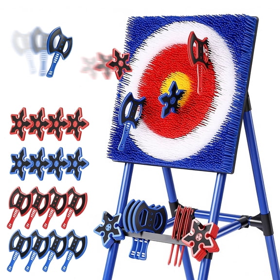 Herwicm Axe Throwing Game for Backyard with 8 Axes & 8 Star Darts, Axe Throwing Game Set for Indoor & Outdoor,Yard,Camping,Backyard Games