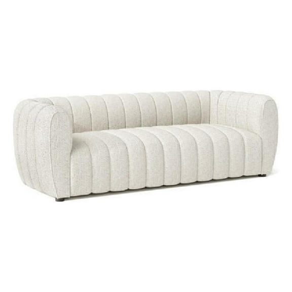 Hery Sofa- 83 Inch- White Boucle- Vertical Channel Tufted Details