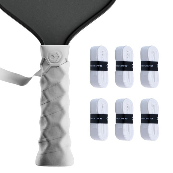 Hesacore Hesatac Overgrip Tape – 6 Pack – White – for Pickleball, Padel & Tennis – Sweat Absorbing, Soft, Anti-Slip, Stretchable Overgrip
