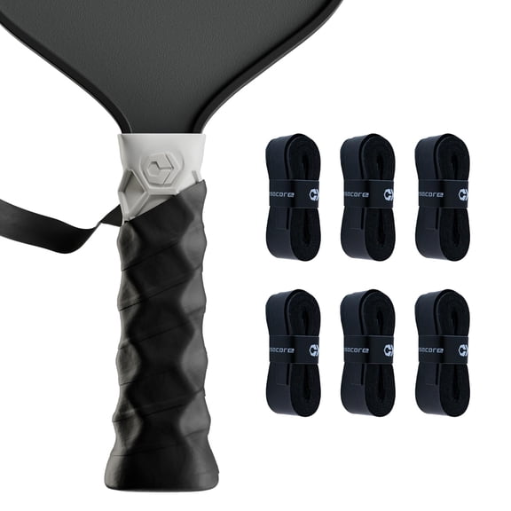 Hesacore Hesatac Overgrip Tape – 6 Pack – Black – for Pickleball, Padel & Tennis – Sweat Absorbing, Soft, Anti-Slip, Stretchable Overgrip