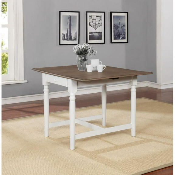 Coaster Hesperia Cottage Drop Leaf Dining Table in Pale Ale and White